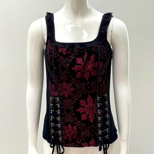 Tripp NYC Vintage Y2K Corset Bustier Zip Up Back w/ Lace Front Ties - Large NWT